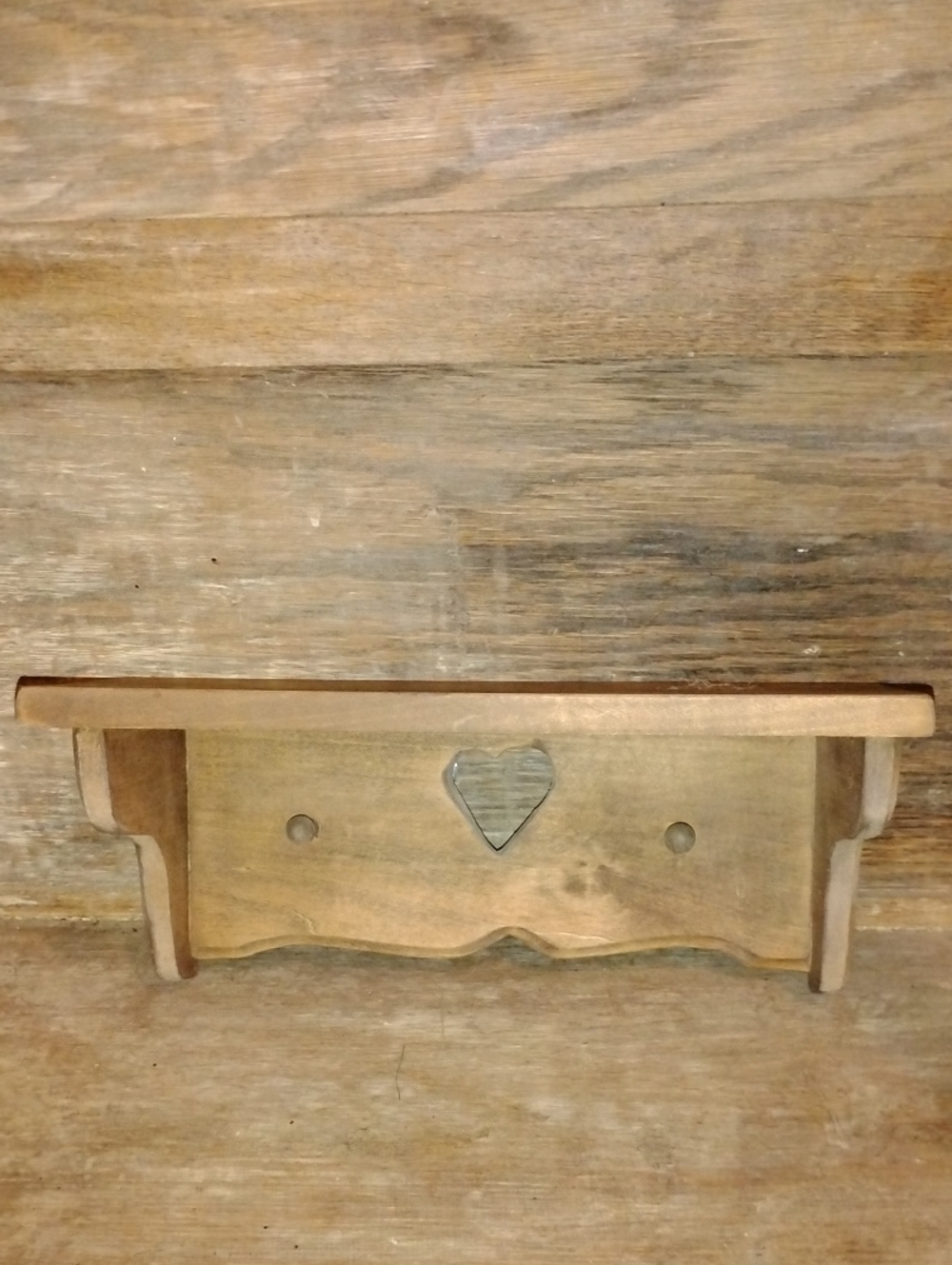 Perfect Size Rustic Wood Heart Peg Wall Shelf - Cottagecore Farmhouse